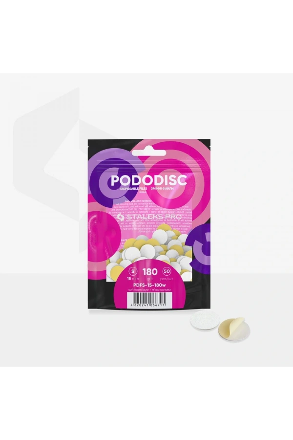 Staleks PODODISC STALEKS PRO S Pedikür Disk İçin Yumuşak Tabanlı Yedek Beyaz Törpüler, 180 Grit (50 Adet)
