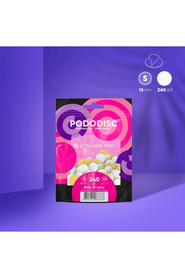 Staleks PODODISC STALEKS PRO S Pedikür Disk İçin Yumuşak Tabanlı Yedek Beyaz Törpüler, 240 Grit (50 Adet)