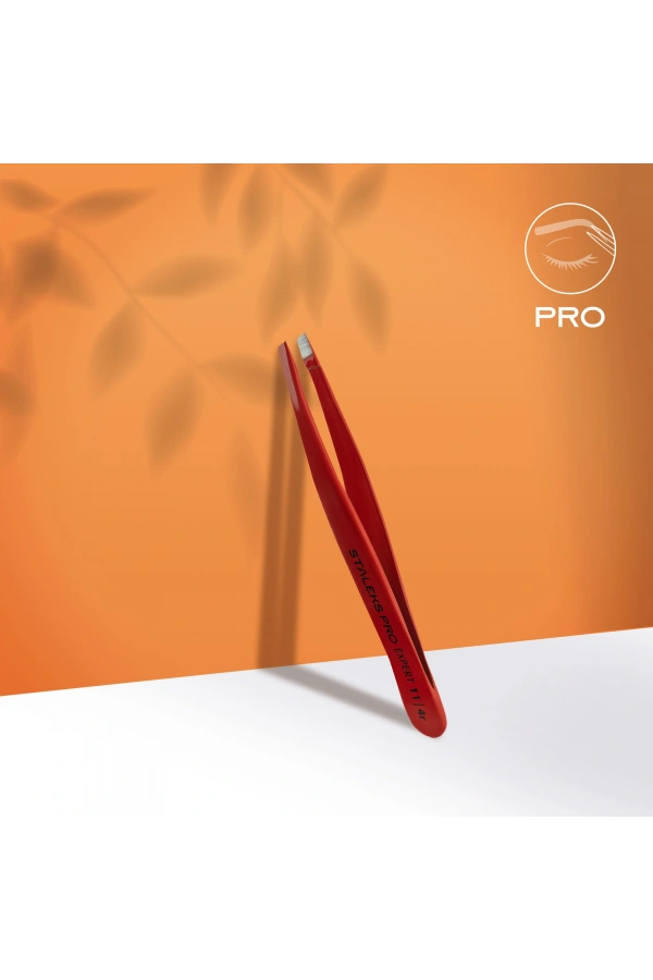 Staleks EXPERT 11 TYPE 4r Kaş Cımbızı (Dar Yamuk Kenarlar) Kırmızı