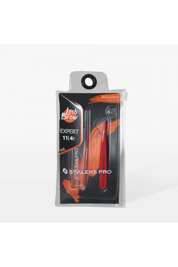 Staleks EXPERT 11 TYPE 4r Kaş Cımbızı (Dar Yamuk Kenarlar) Kırmızı