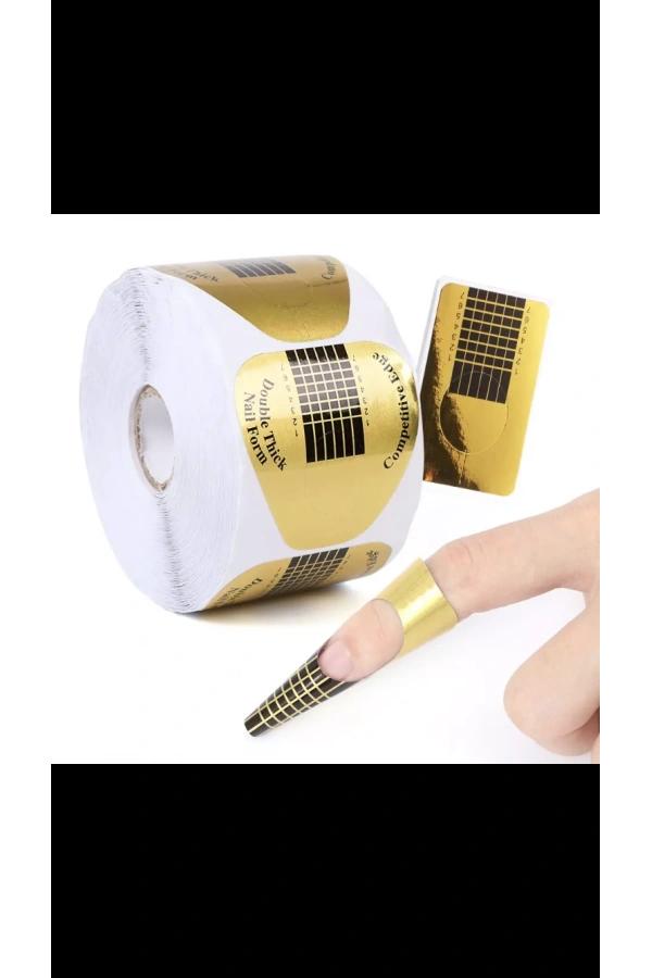 Profesyonel Tırnak Şablonu – Altın Renk (500lü Rulo)
