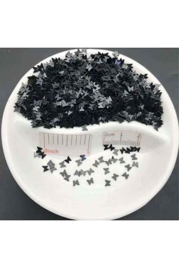 Siyah Holografik Kelebek Nail Art Süsleri