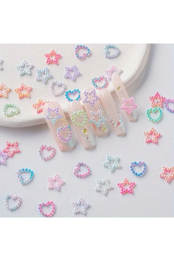 İnci Karışık Şekillerde Tırnak Süsleri Charm - 20 Adet