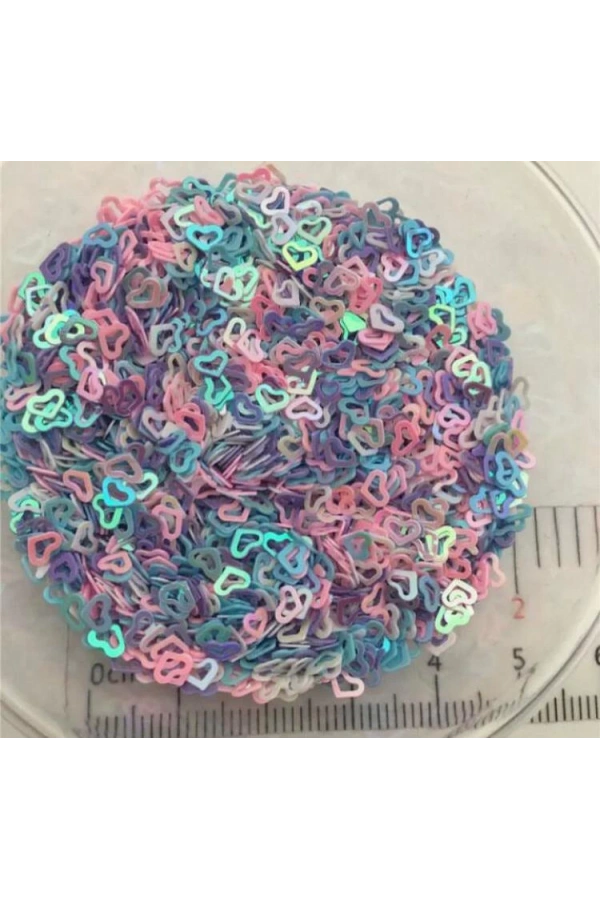 Pastel Holografik Kalp Nail Art Süsleri