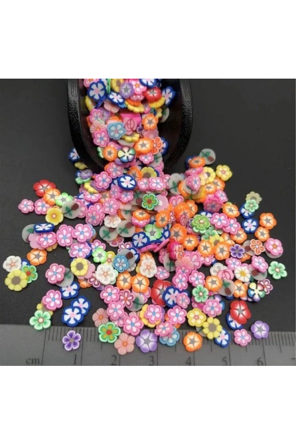 Renkli Çiçek Desenli Nail Art Süsleri