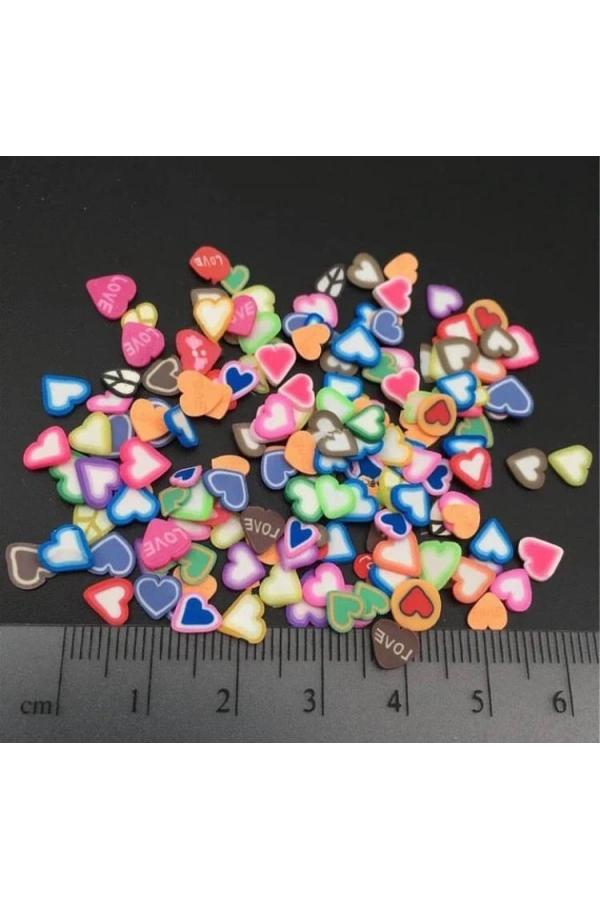 Renkli Polimer Kalp Nail Art Süsleri