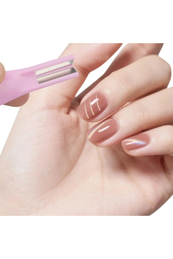 3’lü Kedi Gözü Mıknatıs Kalem – Kalp ve Çizgi Efekt Cat Eye Magnet (Pembe)