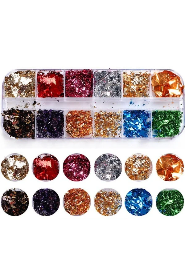 Kırık Folyo Seti – 12li Nail Art Dekorasyonu