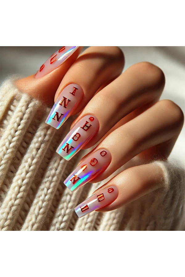 Kırmızı Holografik Harf Nail Art Süsleri