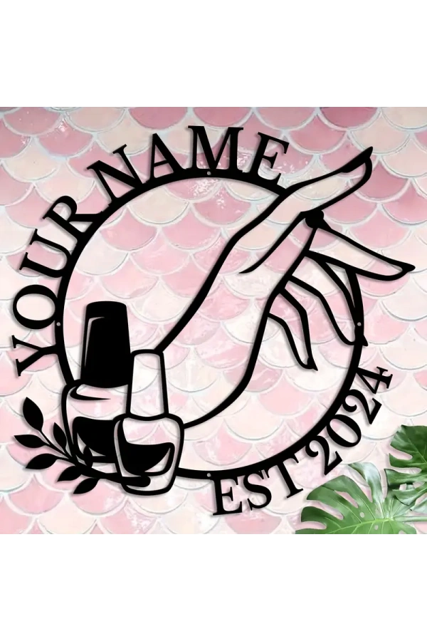 Kişiselleştirilebilir Metal Duvar Dekoru – Tırnak Sanatı Temalı