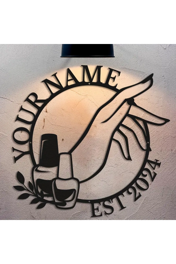 Kişiselleştirilebilir Metal Duvar Dekoru – Tırnak Sanatı Temalı