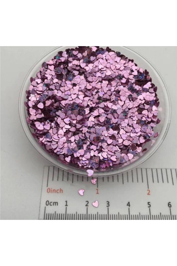 Pembe Holografik Kalp Şeklinde Nail Art Süsleri