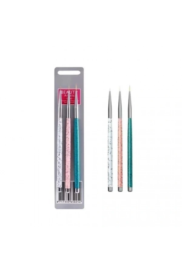 Nail Art İnce Kıl Fırça Seti – 3’lü Profesyonel Tırnak Sanatı Fırçaları