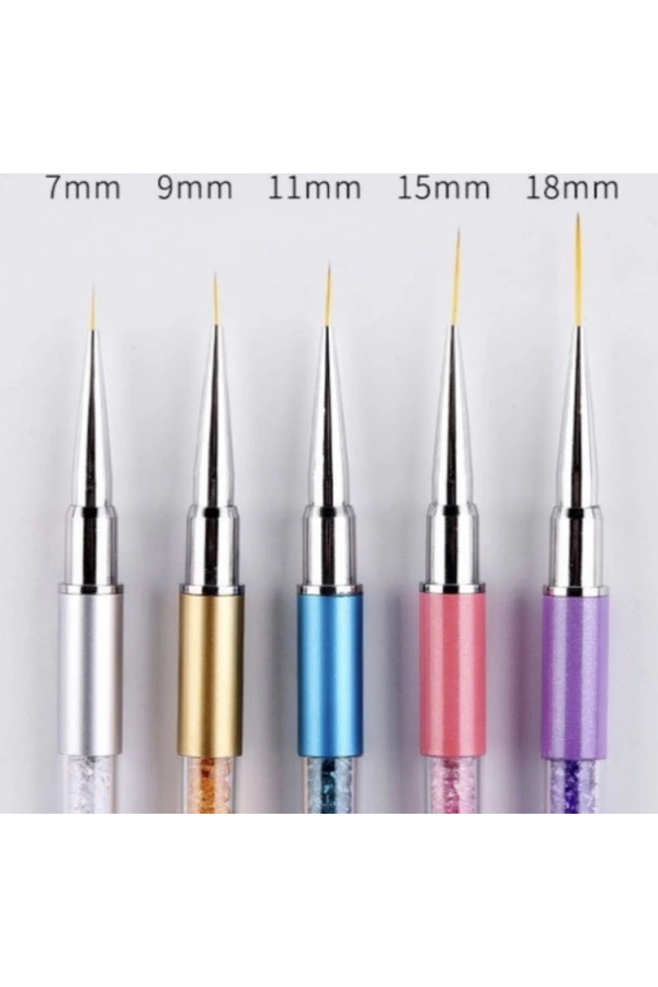 Kapaklı Nail Art İnce Kıl Fırça Seti – 5’li Profesyonel Tırnak Sanatı Fırçaları