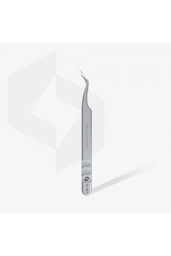 Staleks EXPERT 45 TYPE 1 Profesyonel Çentikli Kirpik Cımbızı (Eğik)
