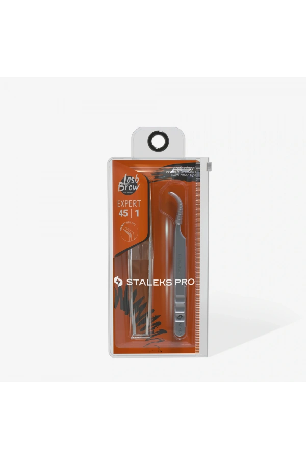 Staleks EXPERT 45 TYPE 1 Profesyonel Çentikli Kirpik Cımbızı (Eğik)