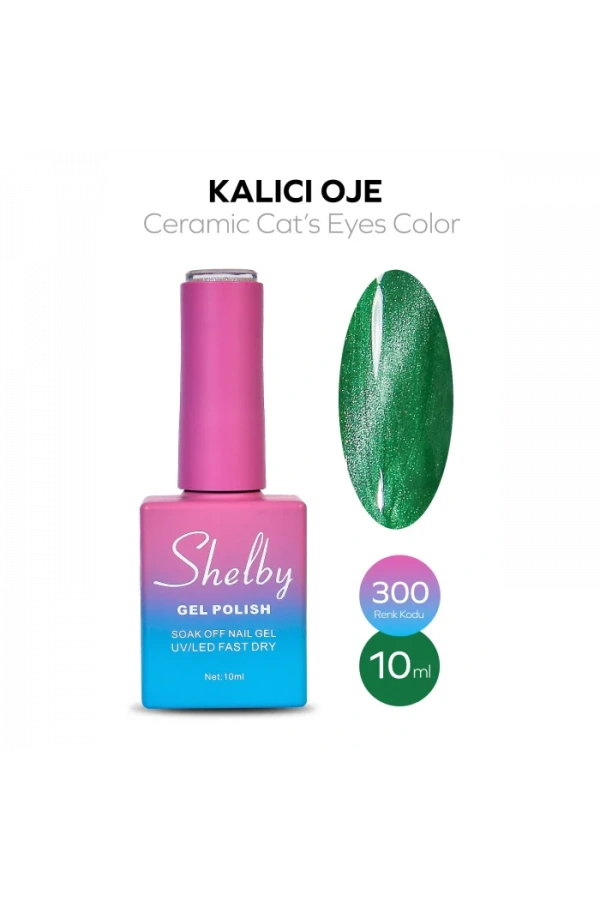 Shelby Kalıcı Seramik Kedi Gözü Oje 300 – Manyetik Efektli UV/LED Uyumlu 10 ml