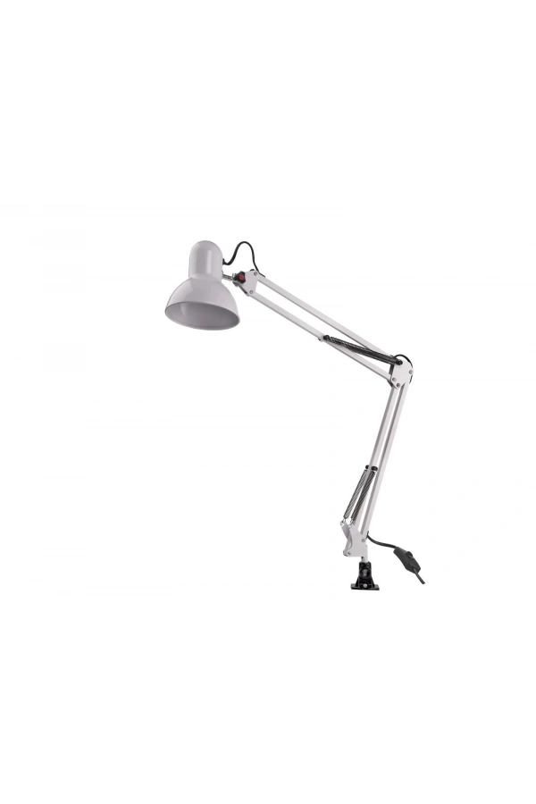 Mengeneli Beyaz Masa Lambası – Metal Gövdeli Sabit Aydınlatma
