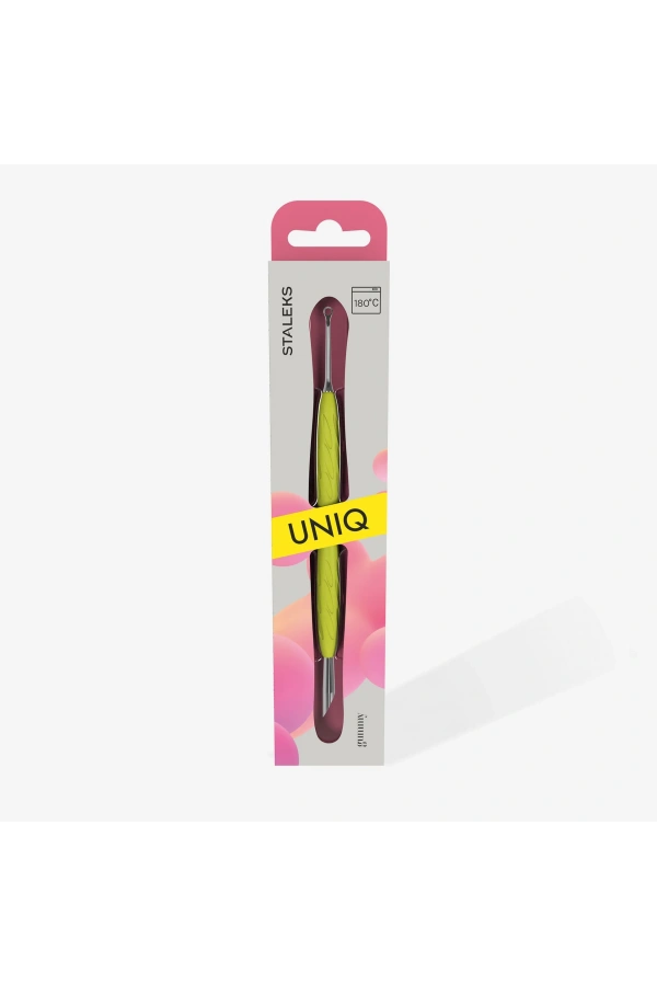 Staleks UNIQ 11 TYPE 2 Gummy Sarı Silikon Saplı Tırnak İtici (Eğik Uç ve Halka)