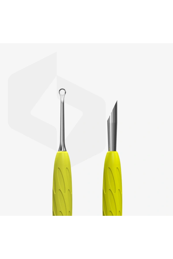 Staleks UNIQ 11 TYPE 2 Gummy Sarı Silikon Saplı Tırnak İtici (Eğik Uç ve Halka)