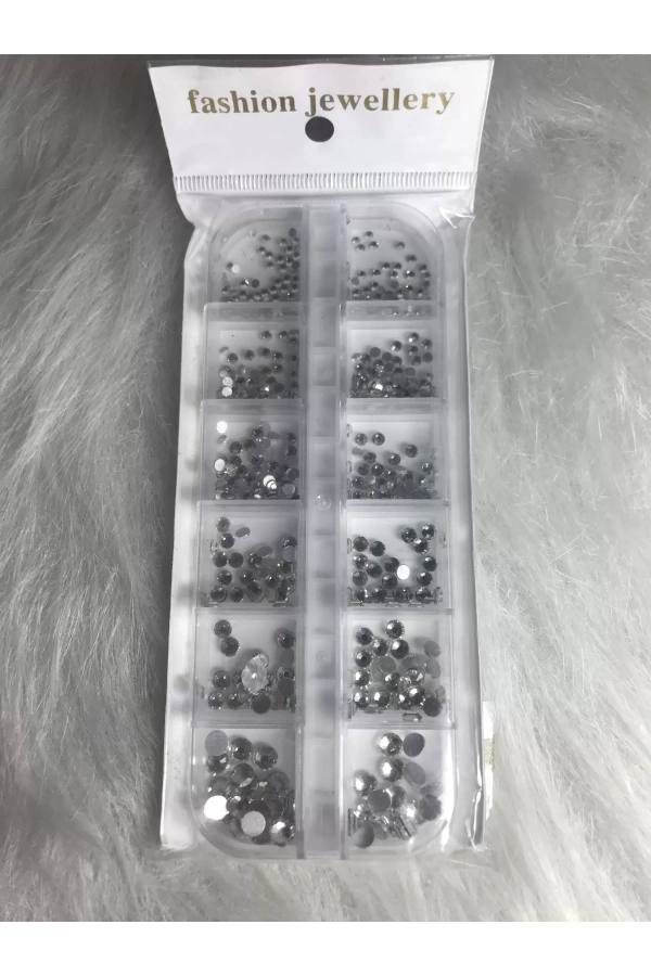 Kristal Tırnak Taşı Seti – 12 Bölmeli Nail Art Aksesuarı