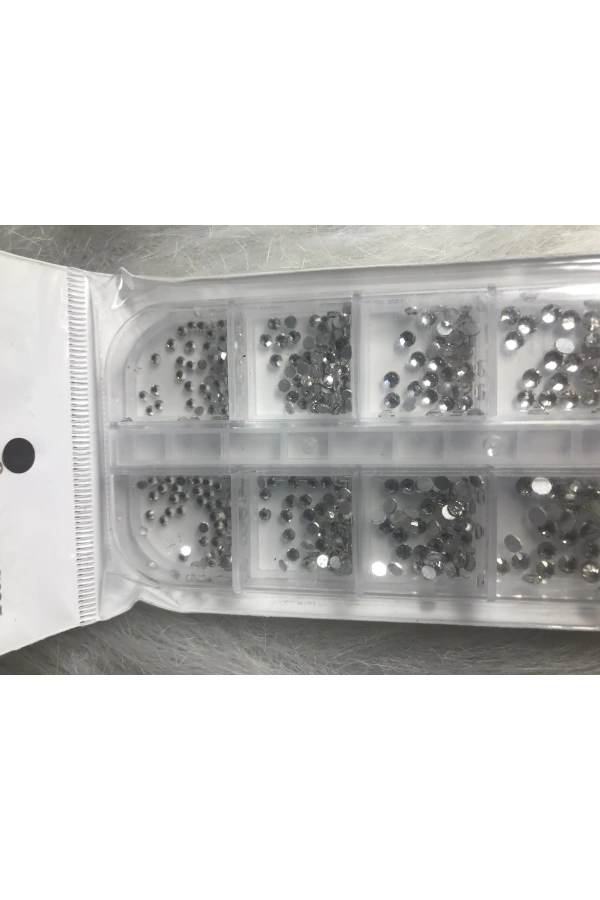 Kristal Tırnak Taşı Seti – 12 Bölmeli Nail Art Aksesuarı