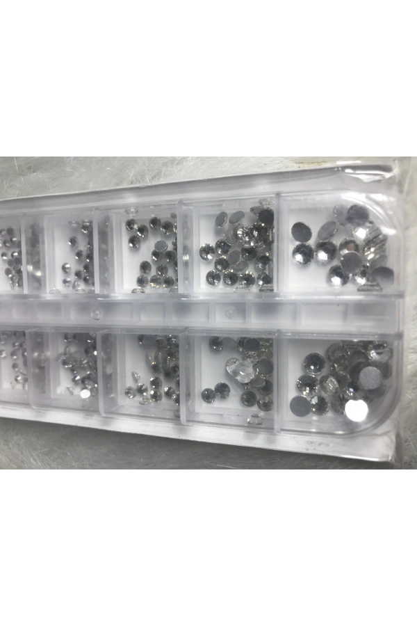 Kristal Tırnak Taşı Seti – 12 Bölmeli Nail Art Aksesuarı