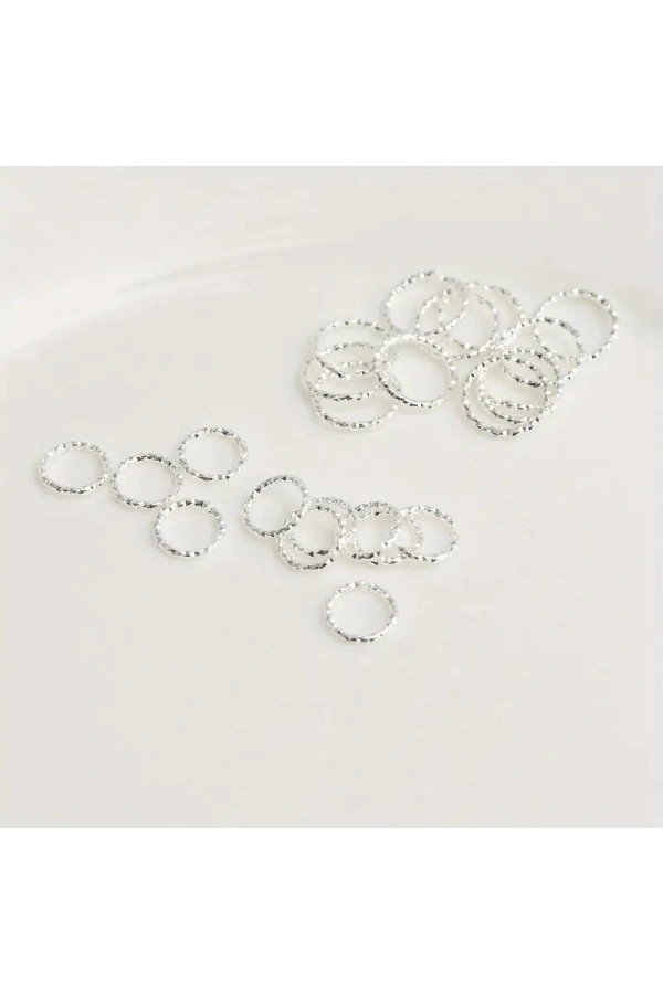 Gümüş Metal Halka Nail Art Süsleri - 50 Adet