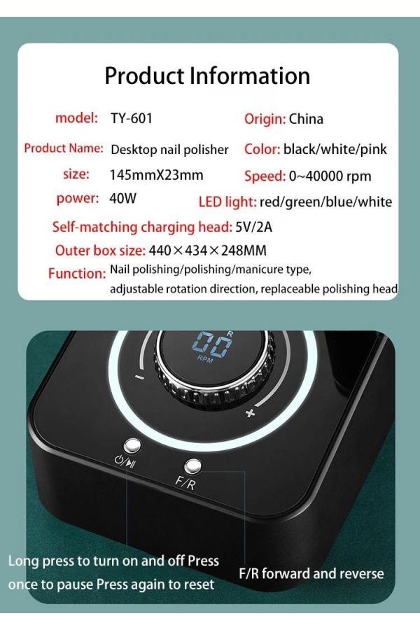 Kare Masaüstü Freze Makinesi – 40.000 RPM, LED Işıklı