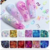Holografik Harf Şekilli Tırnak Süsleme Seti (12 Renk)