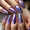 Mor Holografik Kırılmış Folyo Nail Art Süsleri – Parlak ve Işıltılı