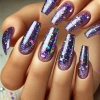 Mor Holografik Chunky Glitter Nail Art Süsleri – Parlak ve Işıltılı