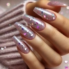 Pembe Holografik Kalp Şeklinde Nail Art Süsleri