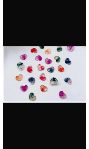 Renkli 3D Fosforlu Kalp Charm Tırnak Süsleri – 10 Adet