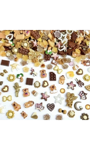 Çikolata ve Kraliyet Temalı Karışık Nail Art Süsü - 20 Adet