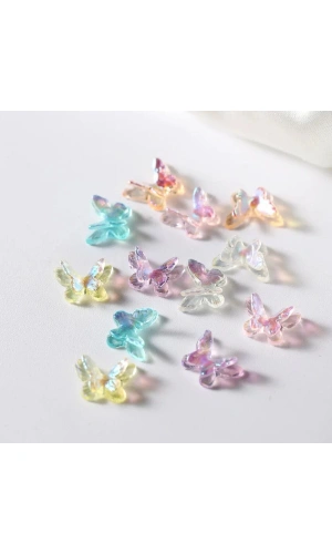 20 Adet Renkli Kelebek Charm Tırnak Süsü