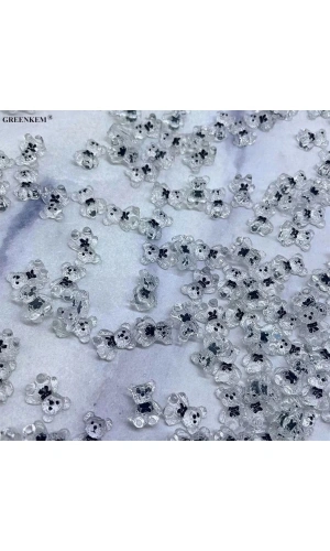 Yarı Şeffaf 3D Ayıcık Charm Tırnak Süsleri – 20 Adet