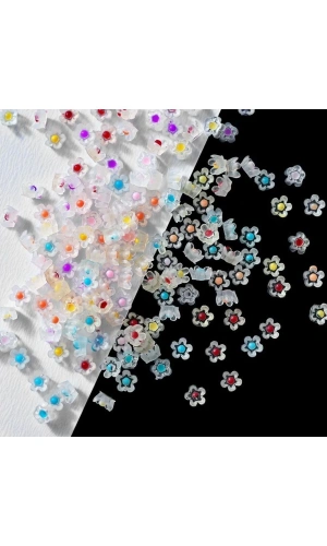 Renkli 3D Çiçek Charm Tırnak Süsü – 20 Adet