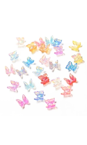 Renkli Holografik 3D Kelebek Charm Tırnak Süsleri – 20 Adet