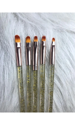 Altın Simli Jel ve Polijel Tırnak Fırça Seti – 5li