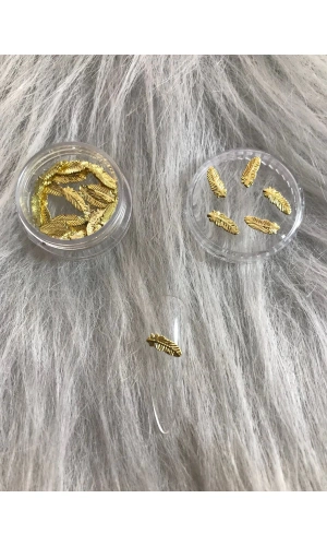 Altın Yaprak Metal Tırnak Süsü – 3D Nail Art Charm - 50 Adet