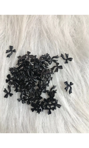 Siyah Kurdele Nail Art Charm Seti