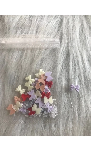 Kurdele ve İnci Charm Tırnak Süsü Seti