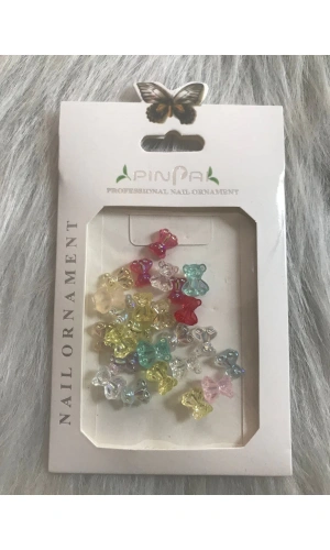 Renkli Şeffaf Ayıcık Charm Nail Art Dekorasyonu - 25 Adet