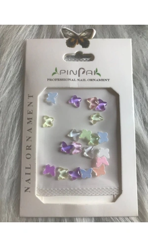 Pastel Renkli Kelebek Charm Nail Art Dekorasyonu - 20 Adet