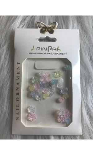 25 Adet Renkli Gül Charm Tırnak Süsü