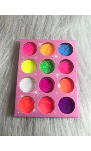 12 Renk Neon Nail Art Pigment Tozu Seti