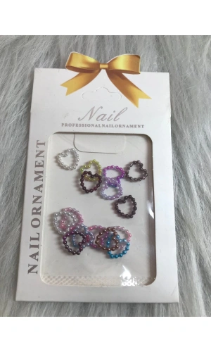 Renkli Kalp Şekilli Charm Tırnak Süsleri - 15 Adet
