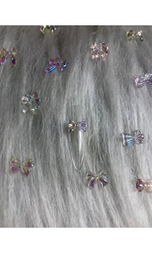 Hologramlı Şeffaf Karışık Renklerde Fiyonk Nail Art Charm - 20 Adet