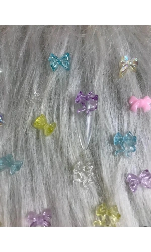 Renkli Şeffaf Fiyonk Charm Nail Art Süsleri - 20 Adet